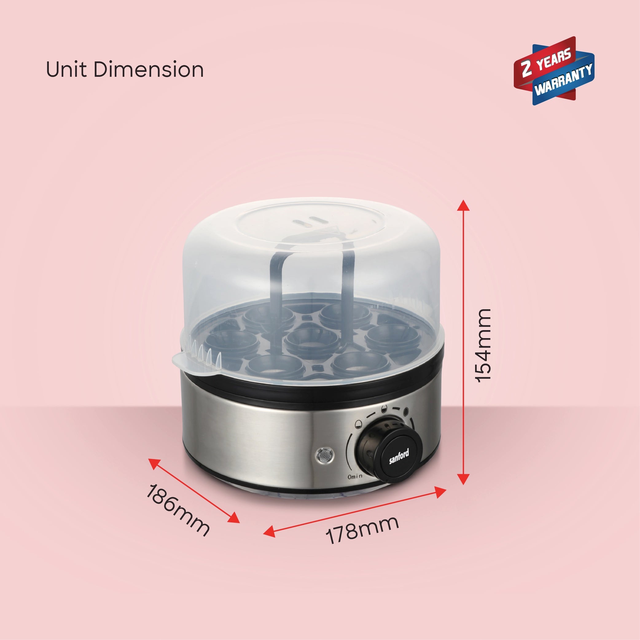 Sanford SF5755FS 7 Egg Boiler – unit dimensions and measurements