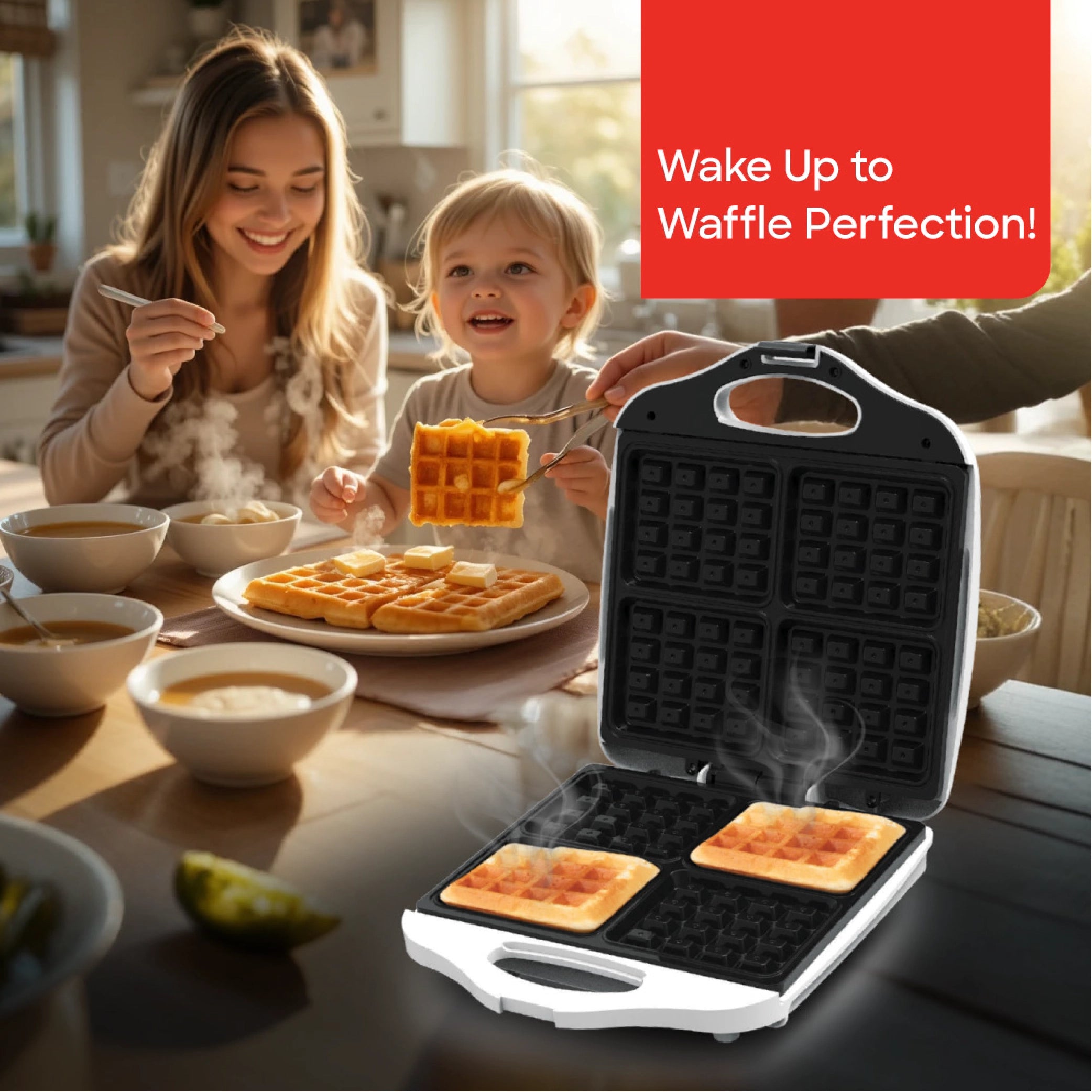 waffle maker 4 slice non stick 1400W thermostatic control sanford 2