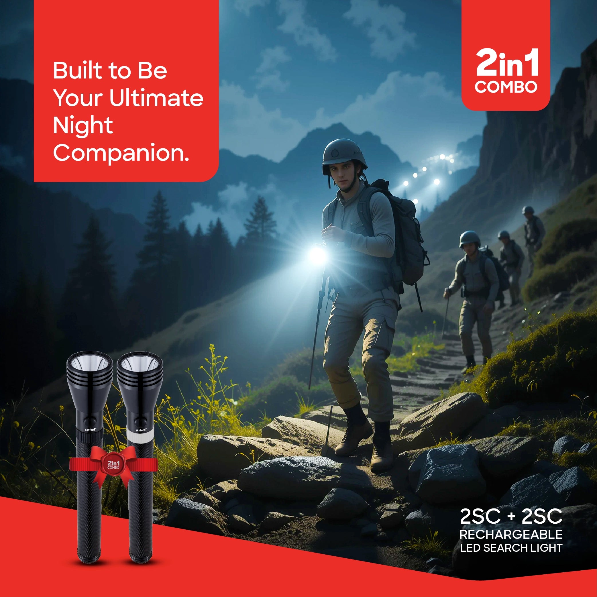 5W CREE LED flashlight rechargeable 1800m beam long range torch sanford 2