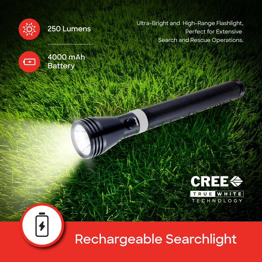 Sanford 5W CREE LED Flashlight with 2200m Range & 4000mAh Rechargeable Battery | Rugged Outdoor Torch - buysanford