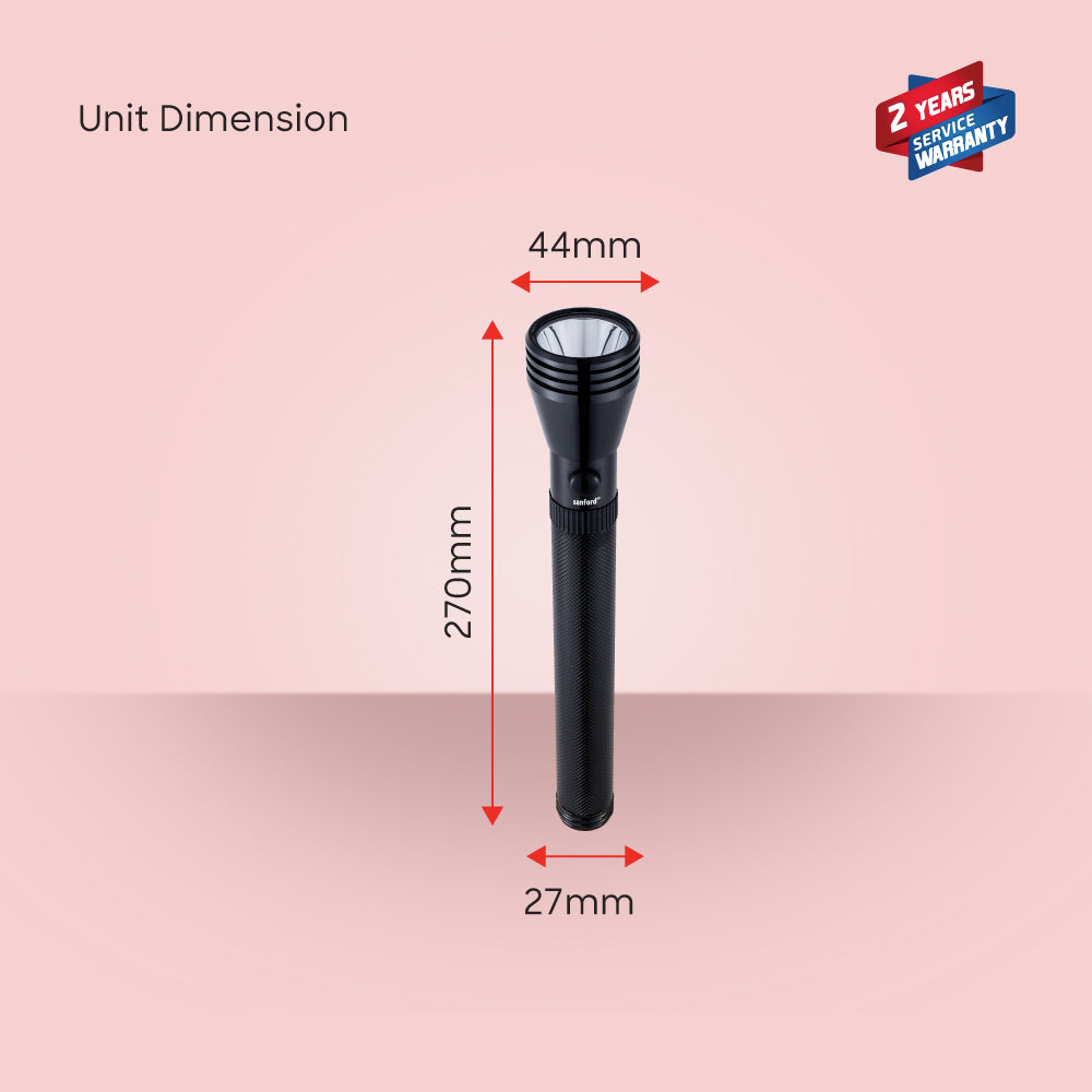 Sanford 5W CREE LED Flashlight with 2200m Range & 4000mAh Rechargeable Battery | Rugged Outdoor Torch - buysanford