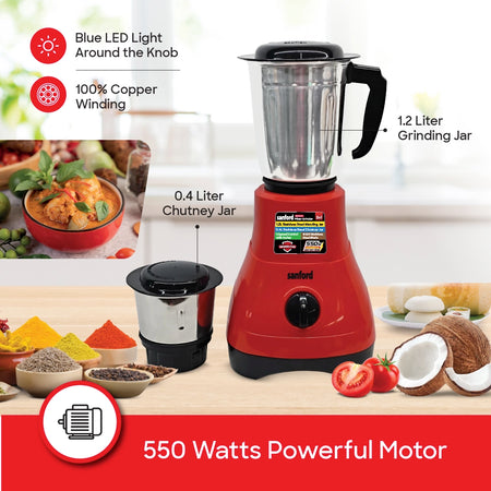 2 in 1 mixer grinder 550W stainless steel jars sanford 4