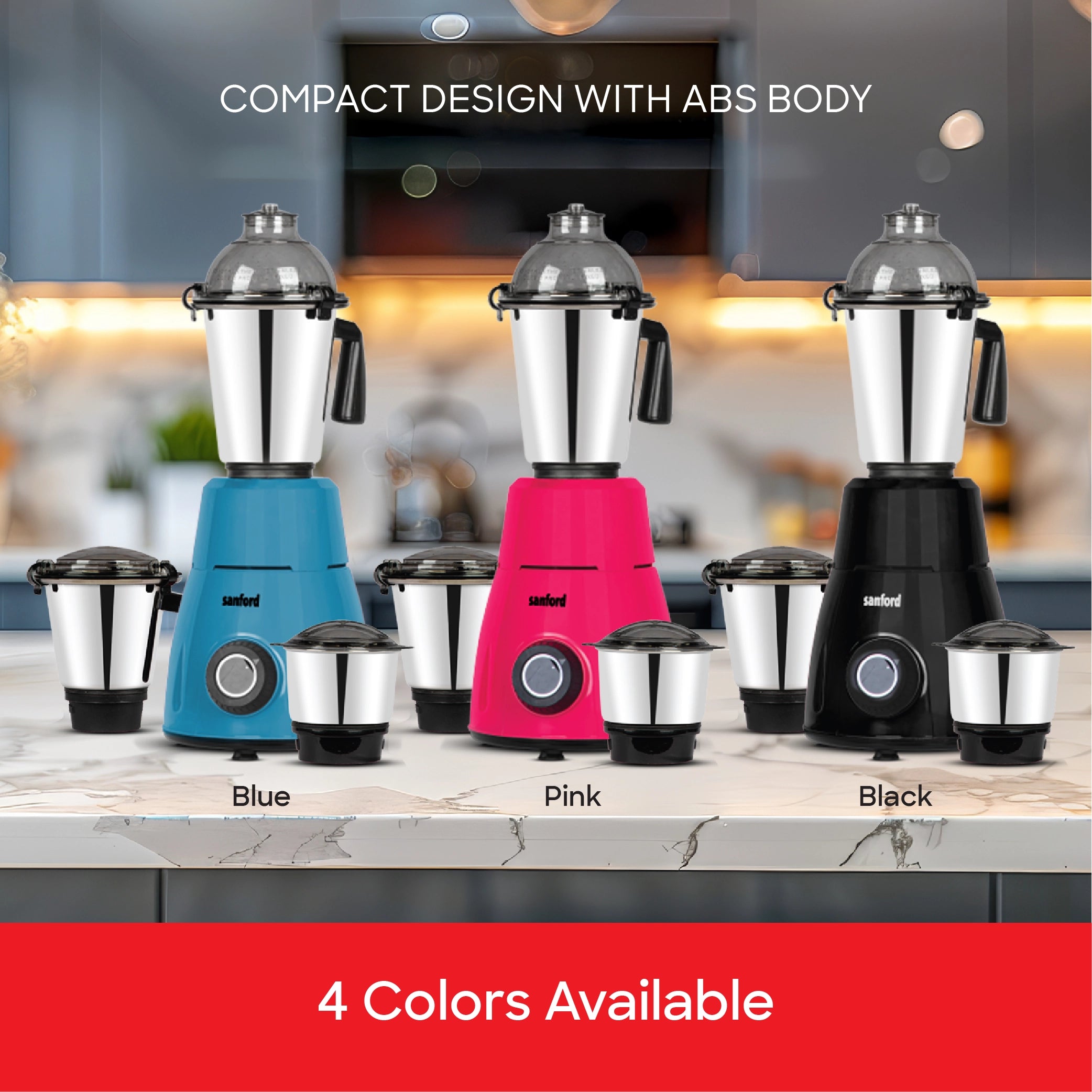 800W 3 in 1 mixer grinder stainless steel jars sanford 5