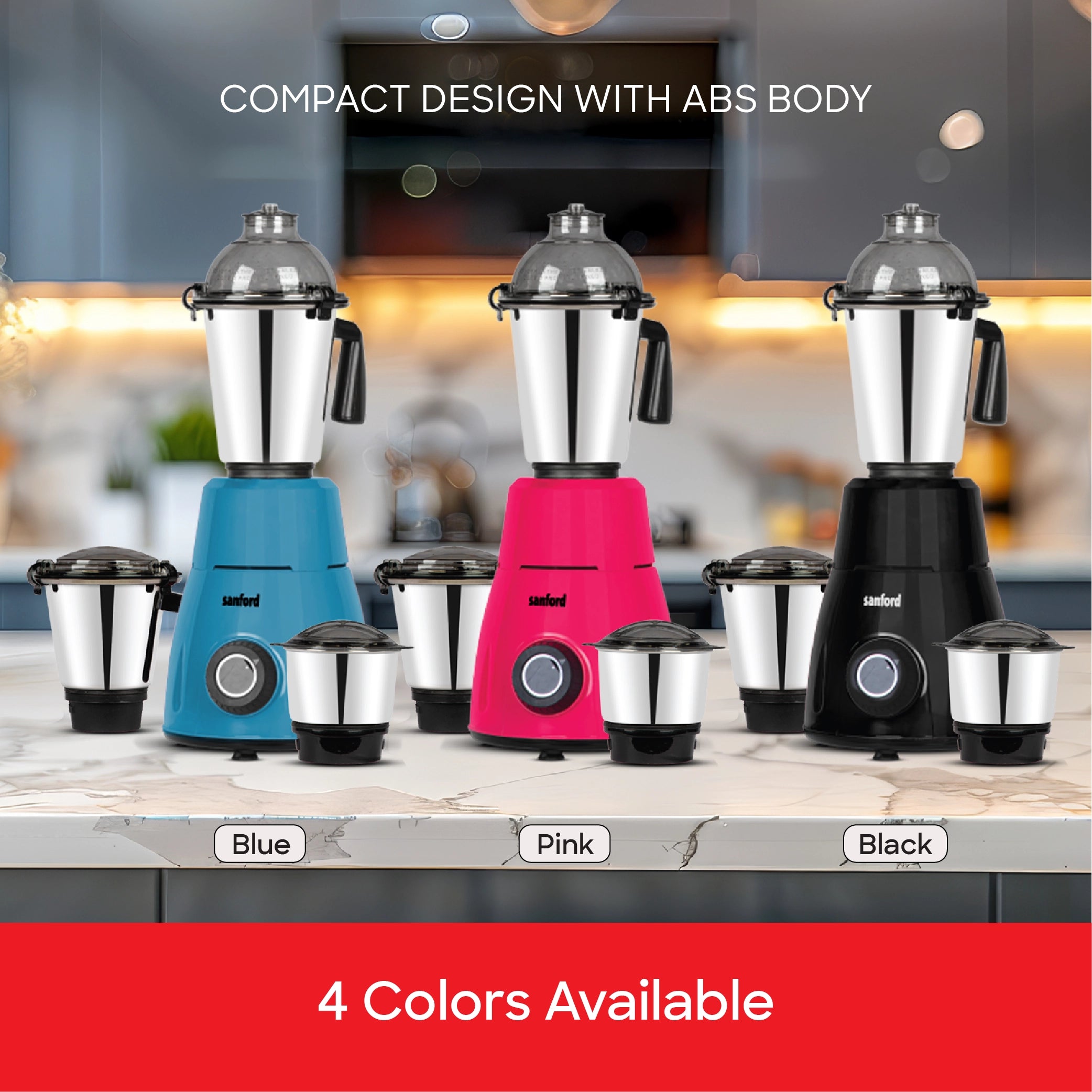 Sanford SF5901GM 3-in-1 Mixer Grinder 800W – 4 colours available, product lineup