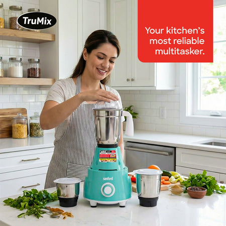 SF5904GM Mixer Grinder UAE - 18000 RPM High Speed with 1.2L Liquidizer and Dry Grinding Jars - Side Angle