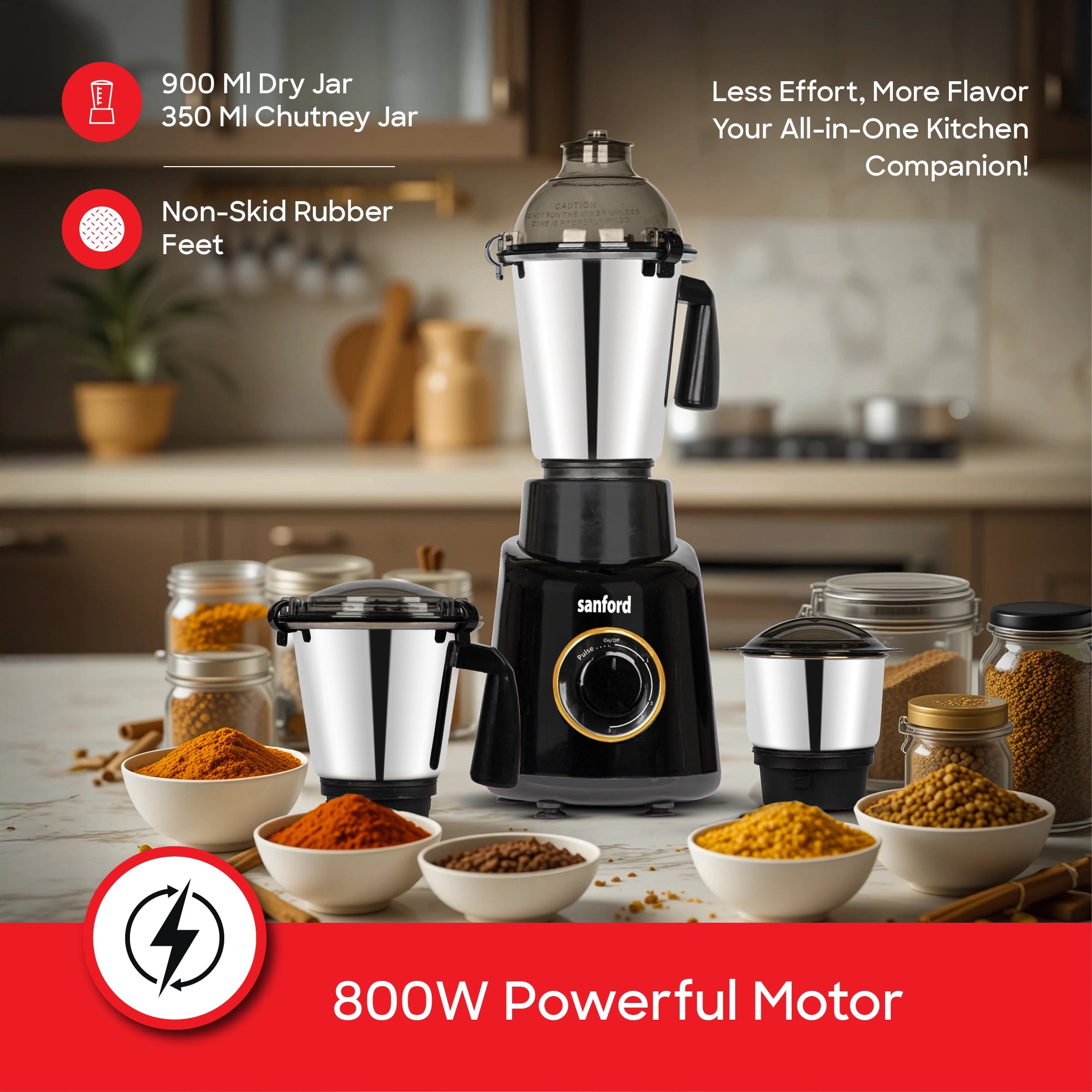 3 in 1 mixer grinder 800W stainless steel jars sanford 4