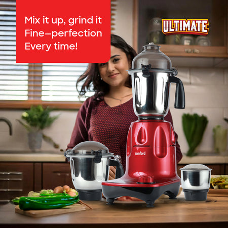 Sanford 3 Jar Mixer Grinder | 1200W Motor | 1.5L | 900ml | 300ml Stainless Steel Jars - buysanford