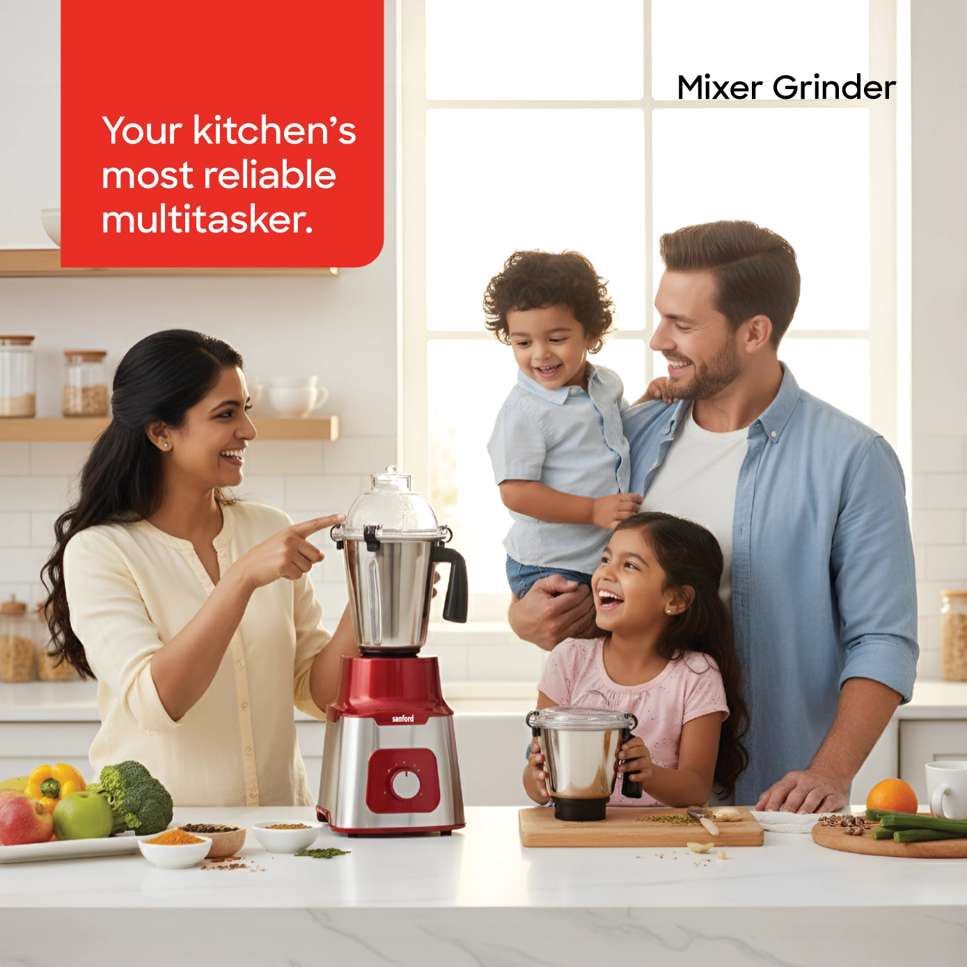 5 in 1 mixer grinder 1200W stainless steel body jars sanford 2