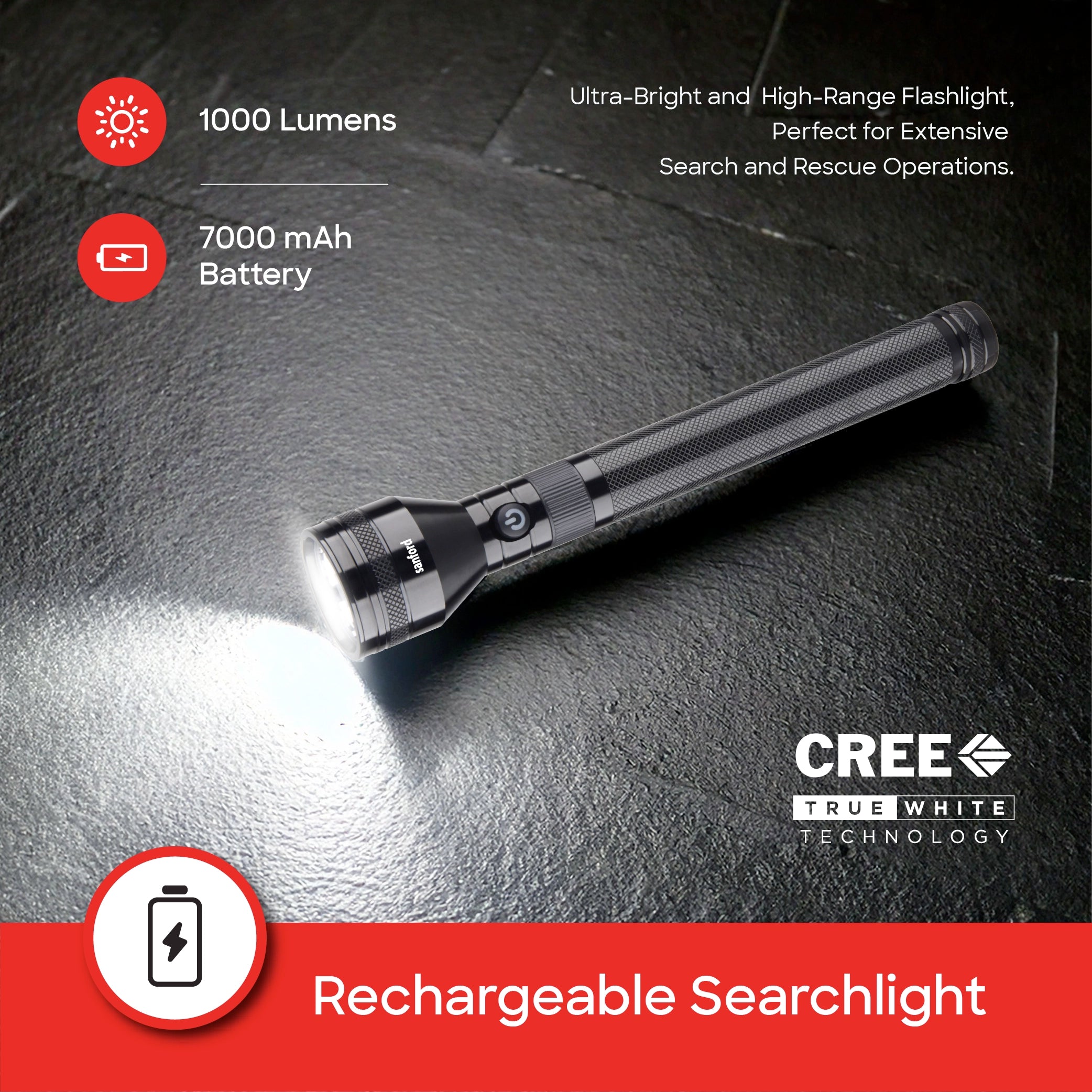 hyper bright 10W cree led flashlight 2500m rechargeable torch sanford 3