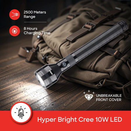 hyper bright 10W cree led flashlight 2500m rechargeable torch sanford 4