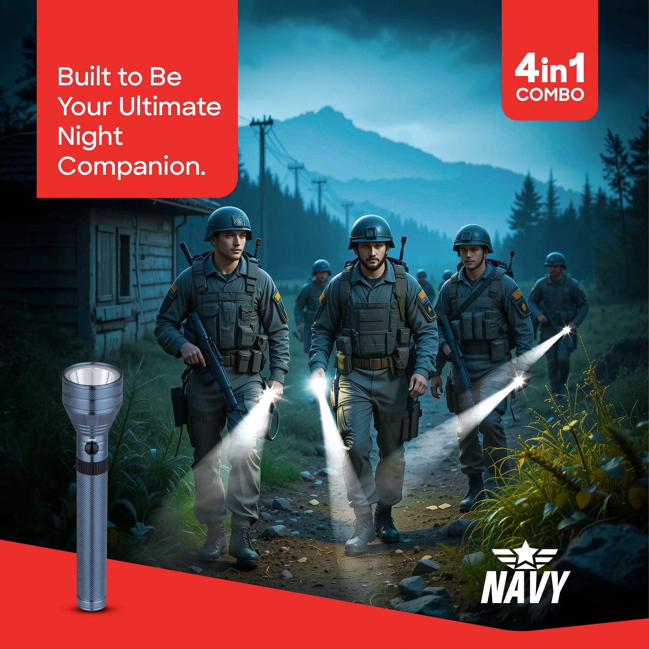 7W hyper bright LED flashlight rechargeable 2800m beam water shock resistant sanford 2