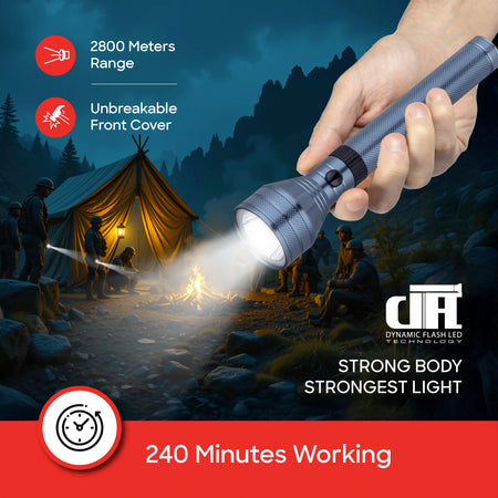 7W hyper bright LED flashlight rechargeable 2800m beam water shock resistant sanford 4