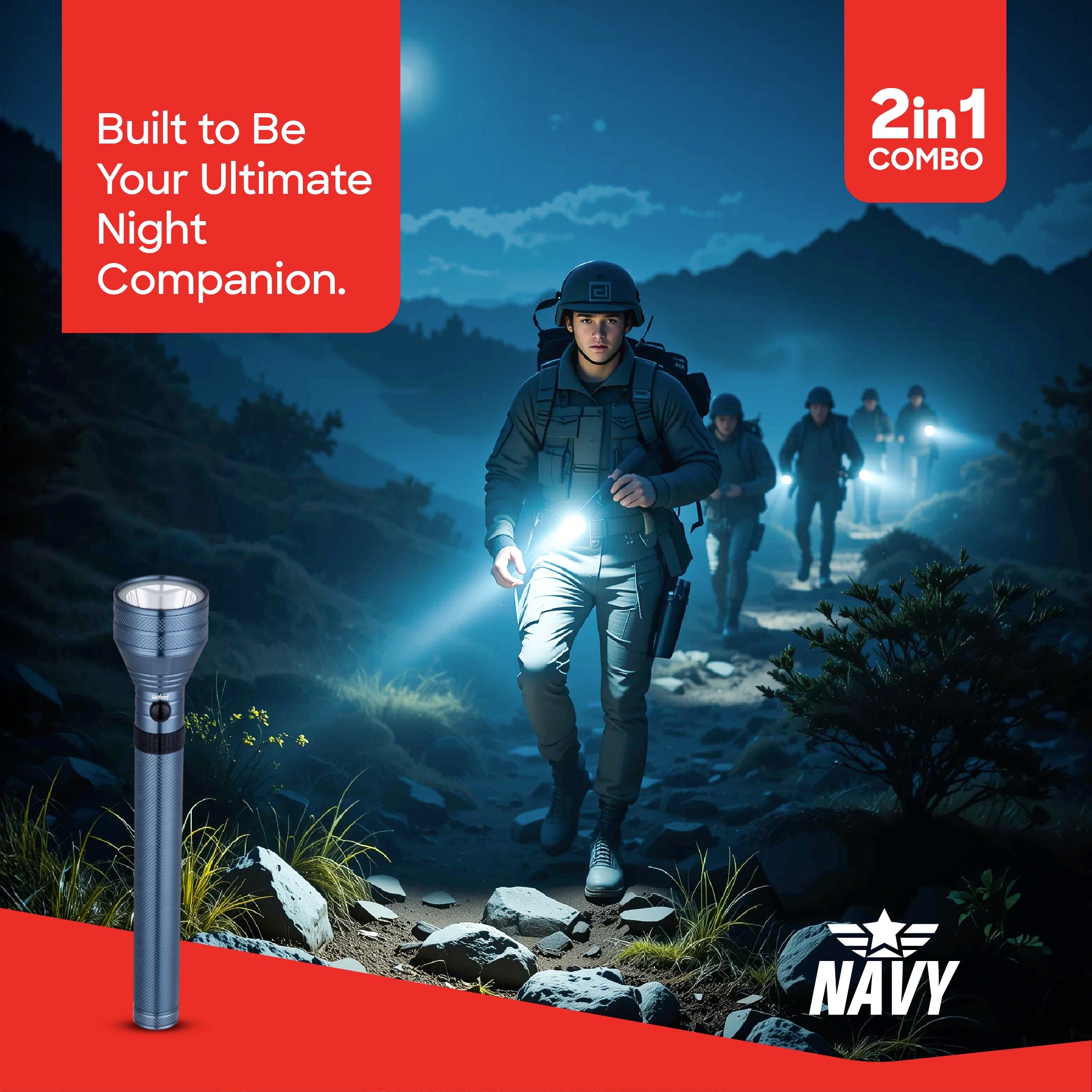 7W CREE LED flashlight rechargeable 3200m long range waterproof sanford 2