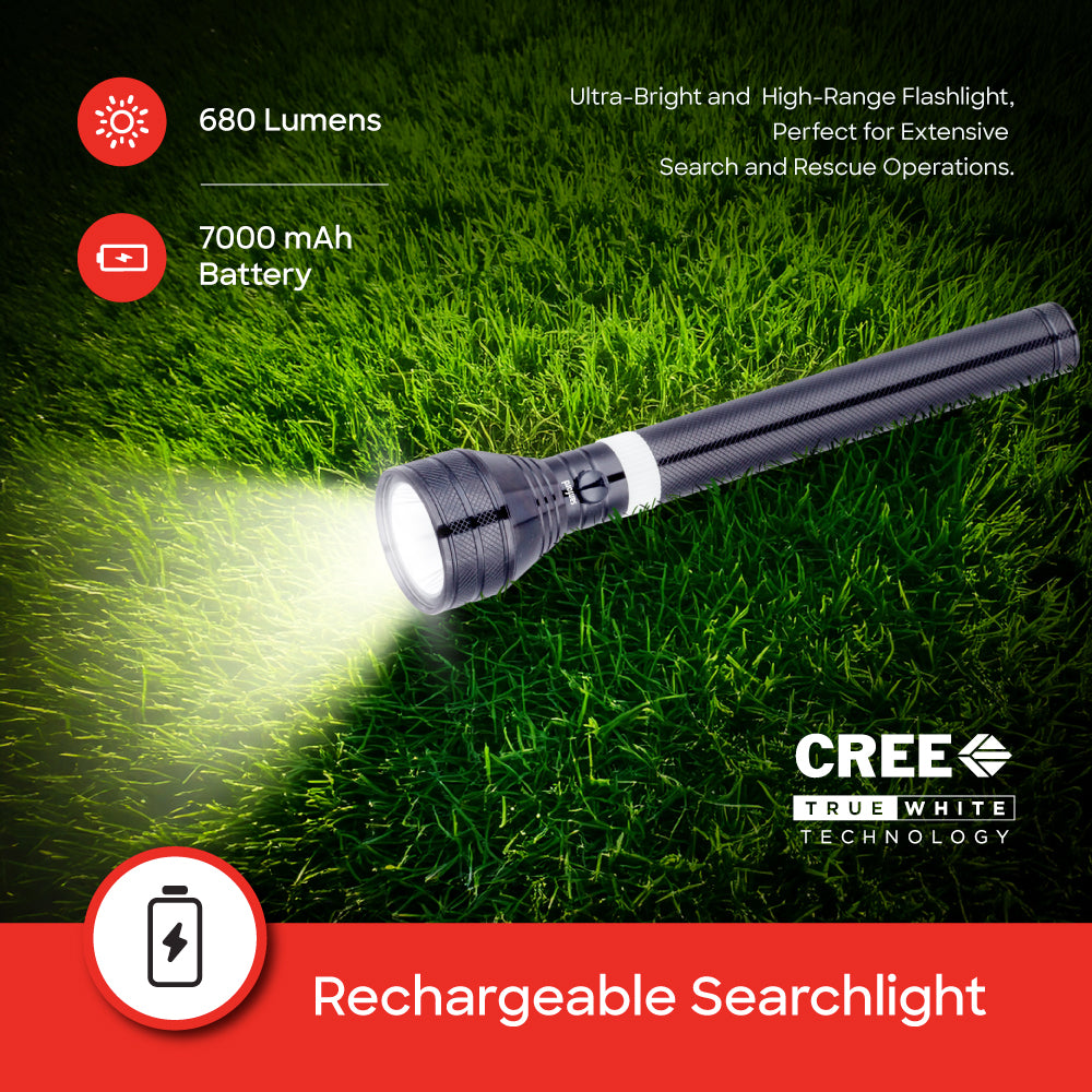 Sanford 7W CREE LED Flashlight | 3200m Ultra-Long Range | 7000mAh Rechargeable | Rugged & Waterproof - buysanford