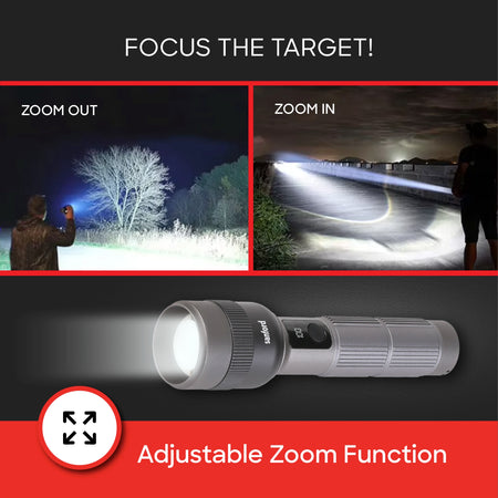 rechargeable flashlight torch zoom 5 mode laser led 4000 lumens digital display sanford 4