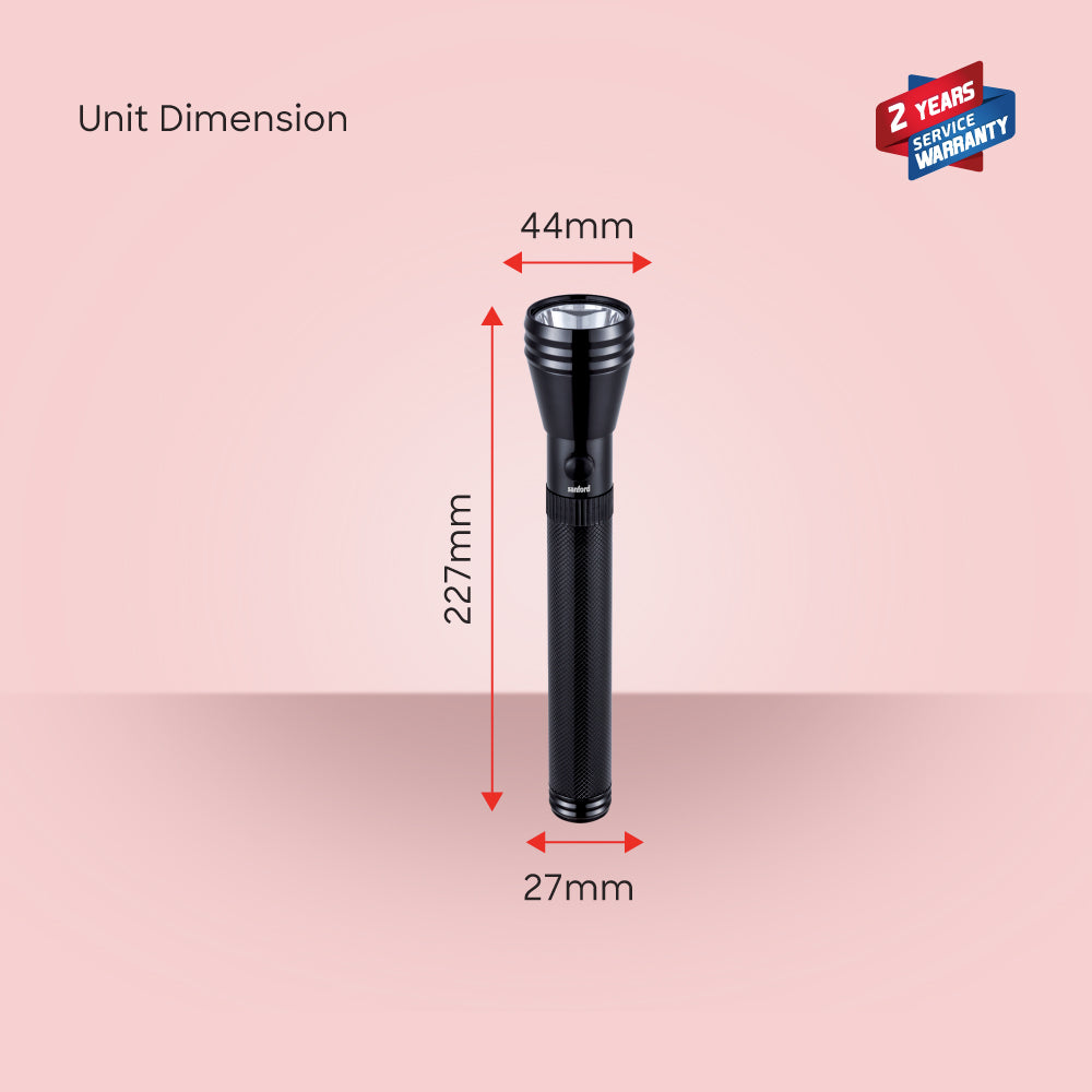 Sanford 5W CREE LED Flashlight | 1800m Long Range | 4000mAh Rechargeable | Rugged & Waterproof - buysanford