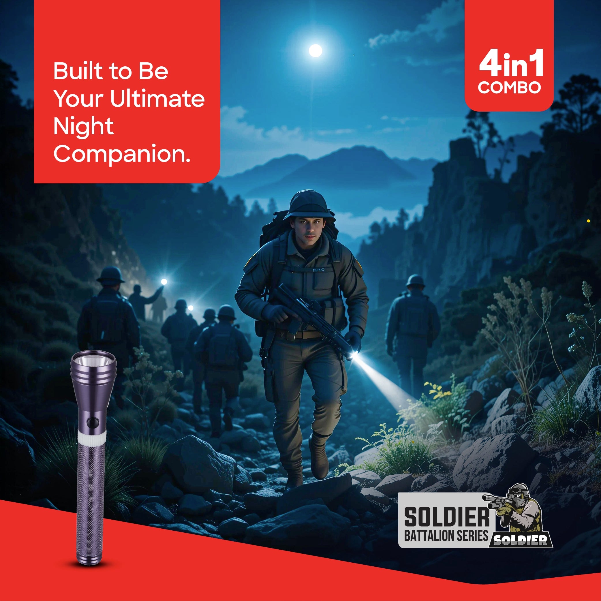 Sanford 5W CREE LED Flashlight | 1800m Long Range | 4000mAh Rechargeable | Rugged & Waterproof - buysanford
