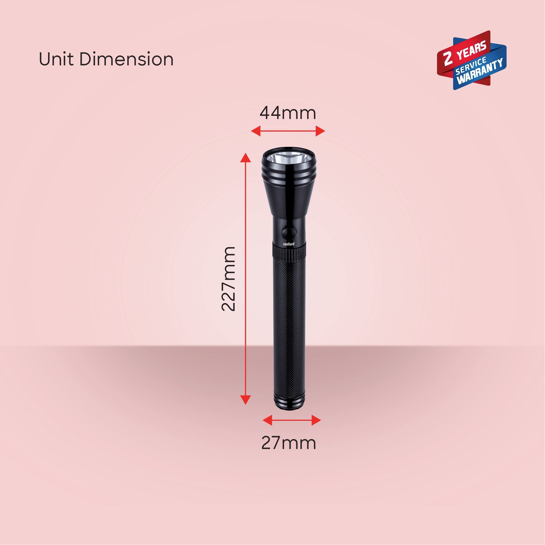 Sanford 5W CREE LED Flashlight | 1800m Long Range | 4000mAh Rechargeable | Rugged & Waterproof - buysanford