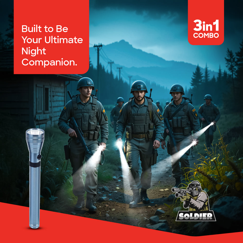 Sanford 3 Pcs SOLDIER BATTALION Series Rechargeable LED FLASH LIGHT | SF6205SLC A - buysanford
