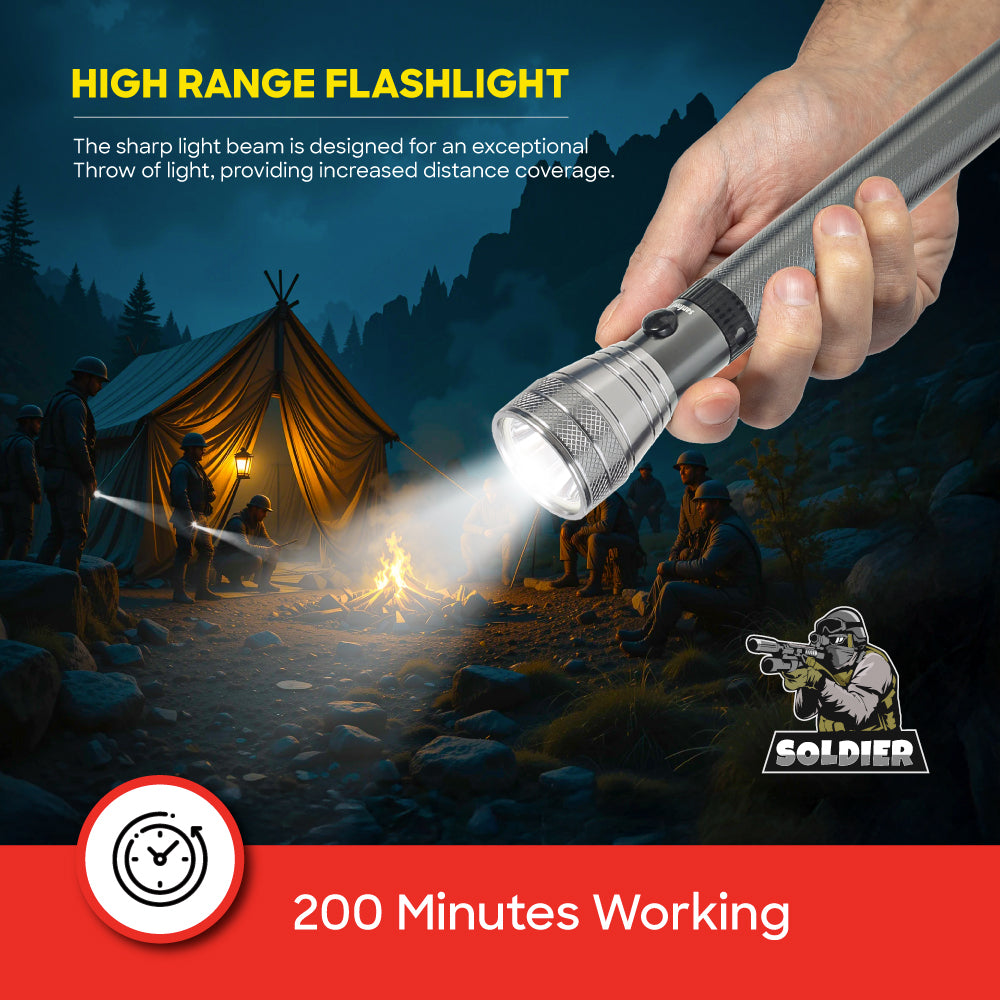 Sanford 3 Pcs SOLDIER BATTALION Series Rechargeable LED FLASH LIGHT | SF6205SLC A - buysanford