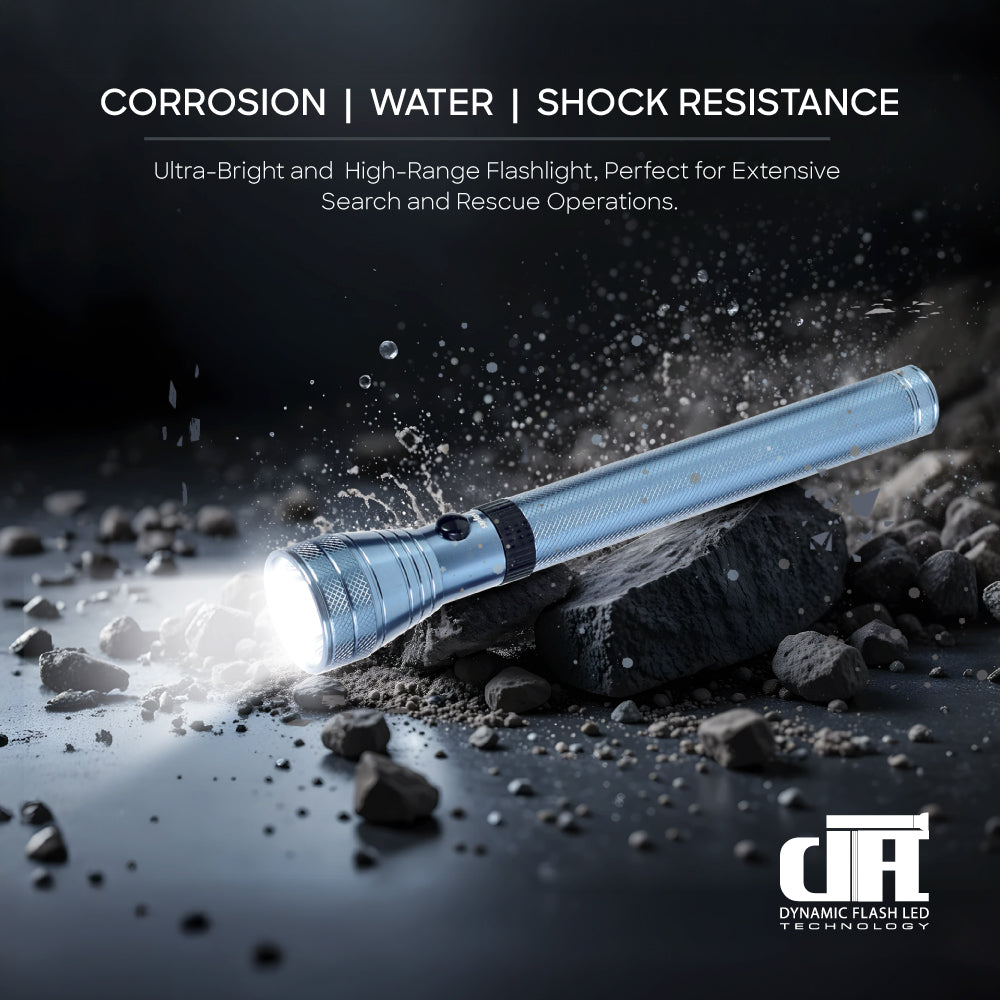 Sanford 5W CREE LED Flashlight | 1800m Beam Distance | 4000mAh Rechargeable Battery | Rugged & Waterproof - buysanford