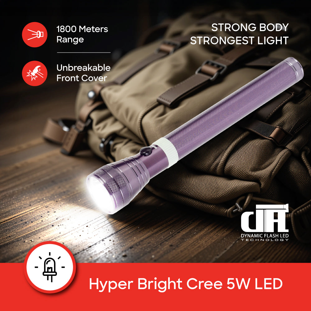 Sanford 5W CREE LED Flashlight | 1800m Beam Distance | 4000mAh Rechargeable | Rugged & Energy-Efficient - buysanford