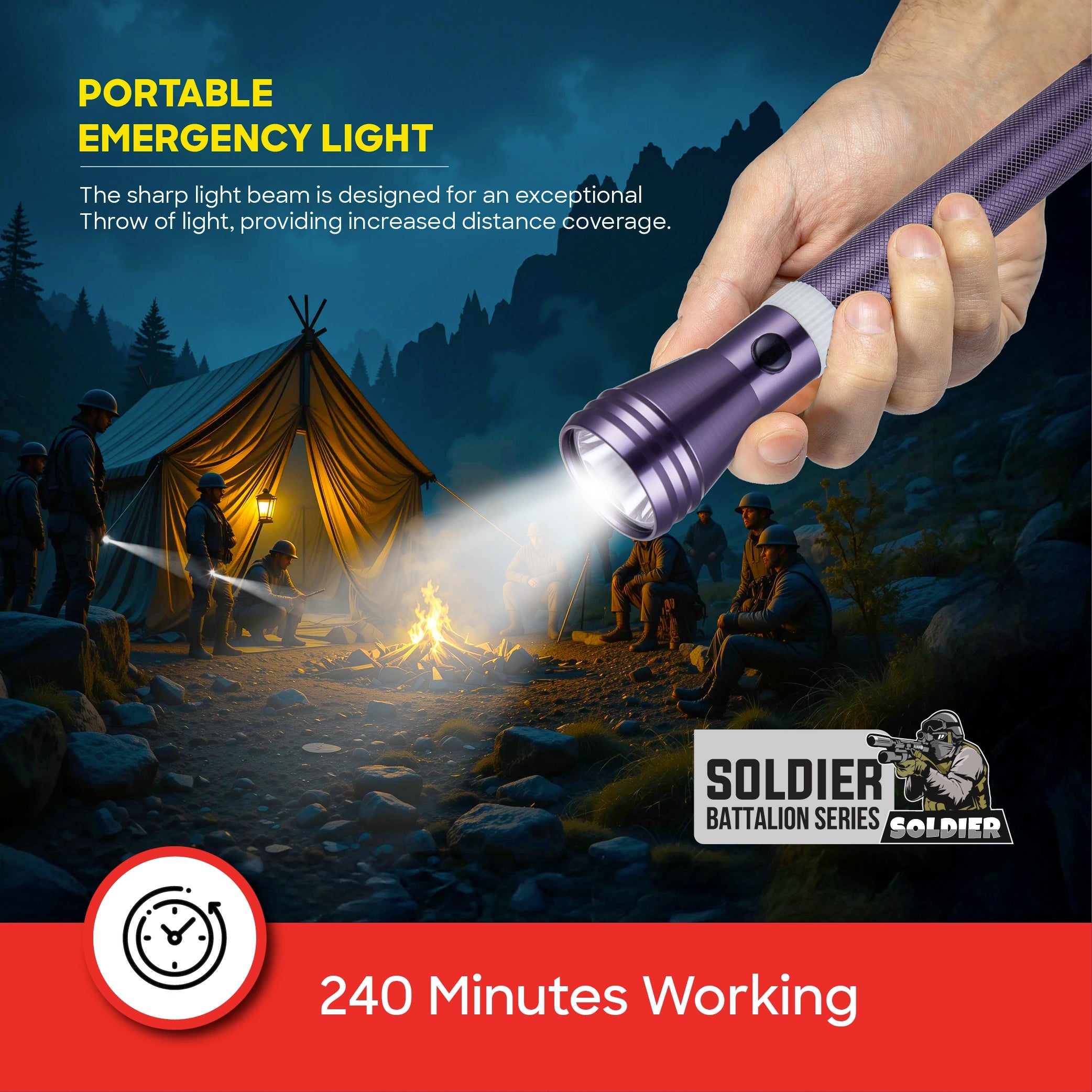 Sanford 5W CREE LED Flashlight | 2200m Range | 580 Lumens | 5000mAh Rechargeable Battery - buysanford
