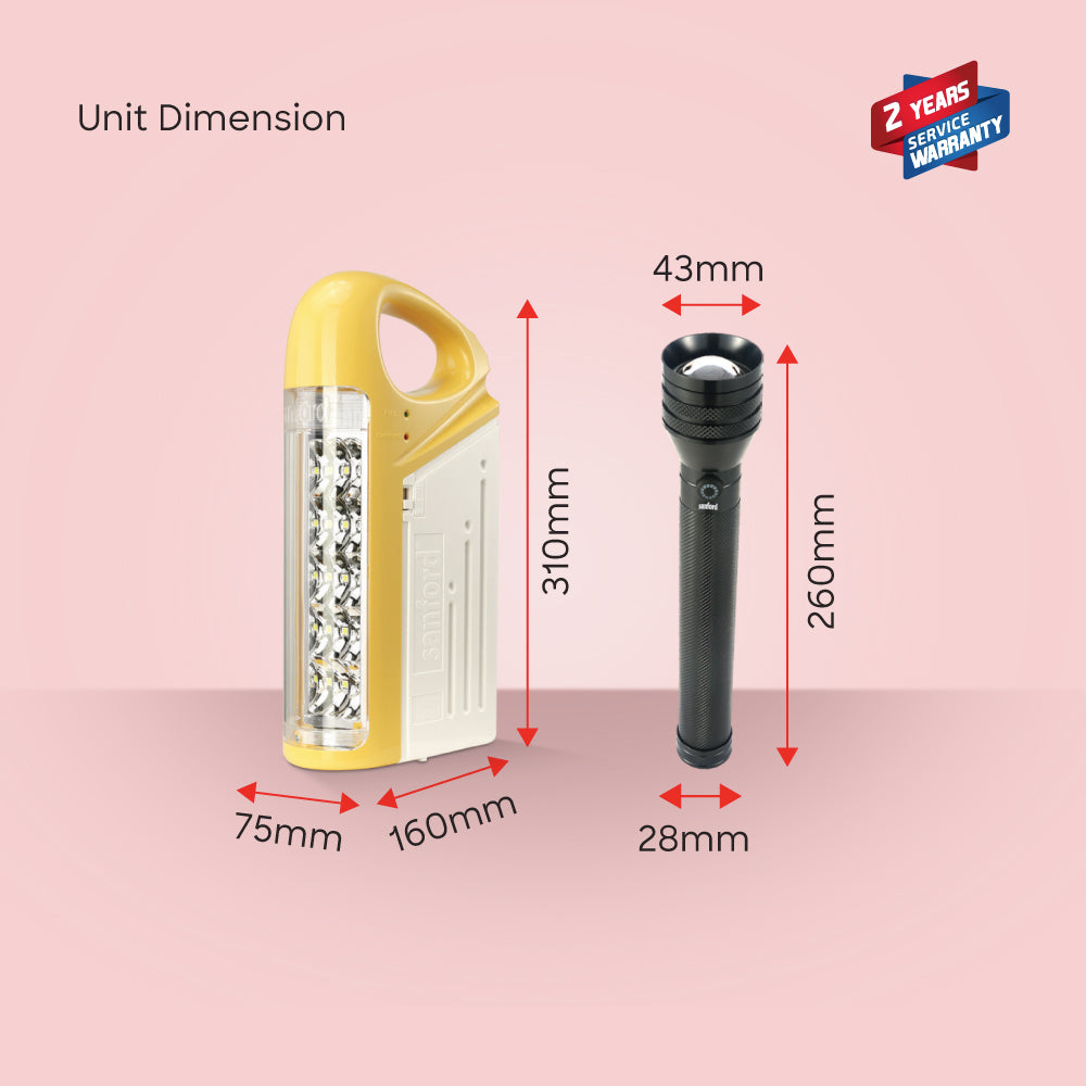 Sanford Rechargeable LED FLASH LIGHT And  Rechargeable LED Emergency Lantern  COMBO PACK | SF6213SEC - buysanford