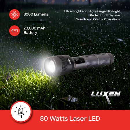rechargeable flashlight torch zoom 5 mode laser led 8000 lumens 80W sanford 3
