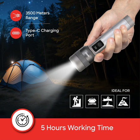 rechargeable flashlight torch zoom 5 mode laser led 7000 lumens 70W sanford 6