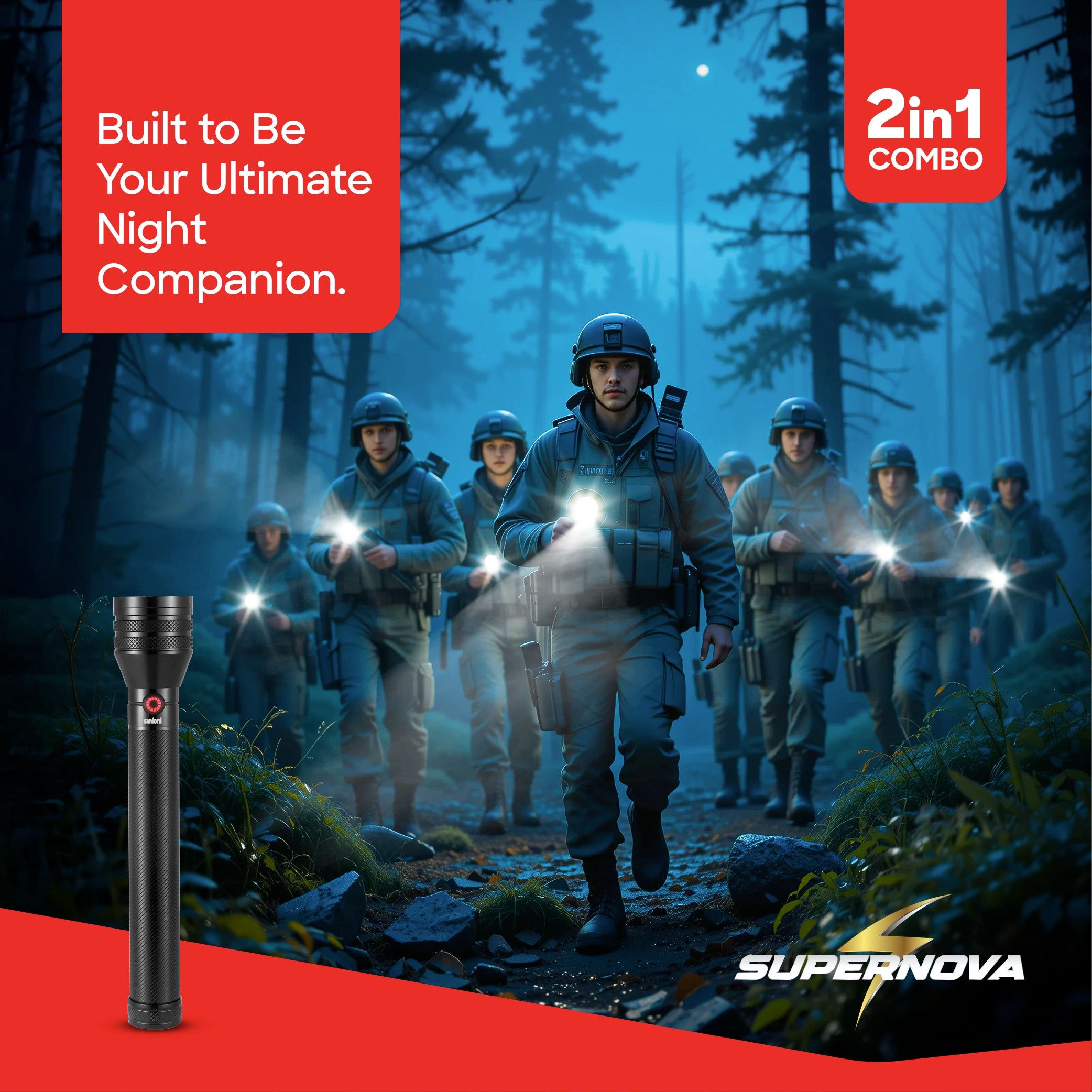 LED flashlight combo 20W torch 2500m range sanford 2