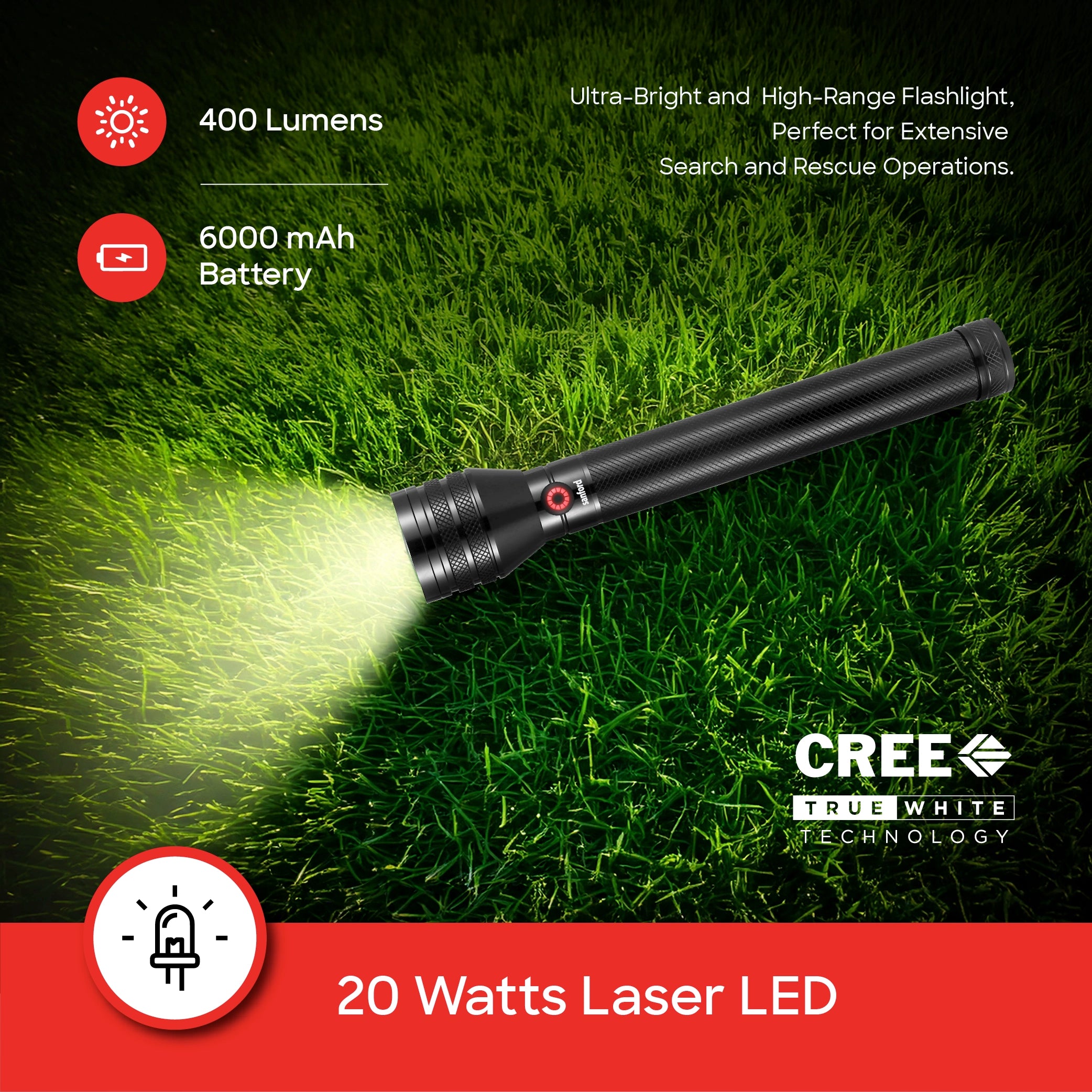 LED flashlight combo 20W torch 2500m range sanford 3