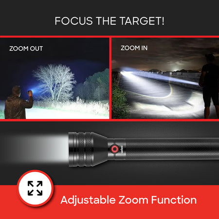 anford 20W Laser LED Flashlight | 400 Lumens | 2500m Range | Zoom | 6000mAh Rechargeable Battery | Aluminum Body - buysanford