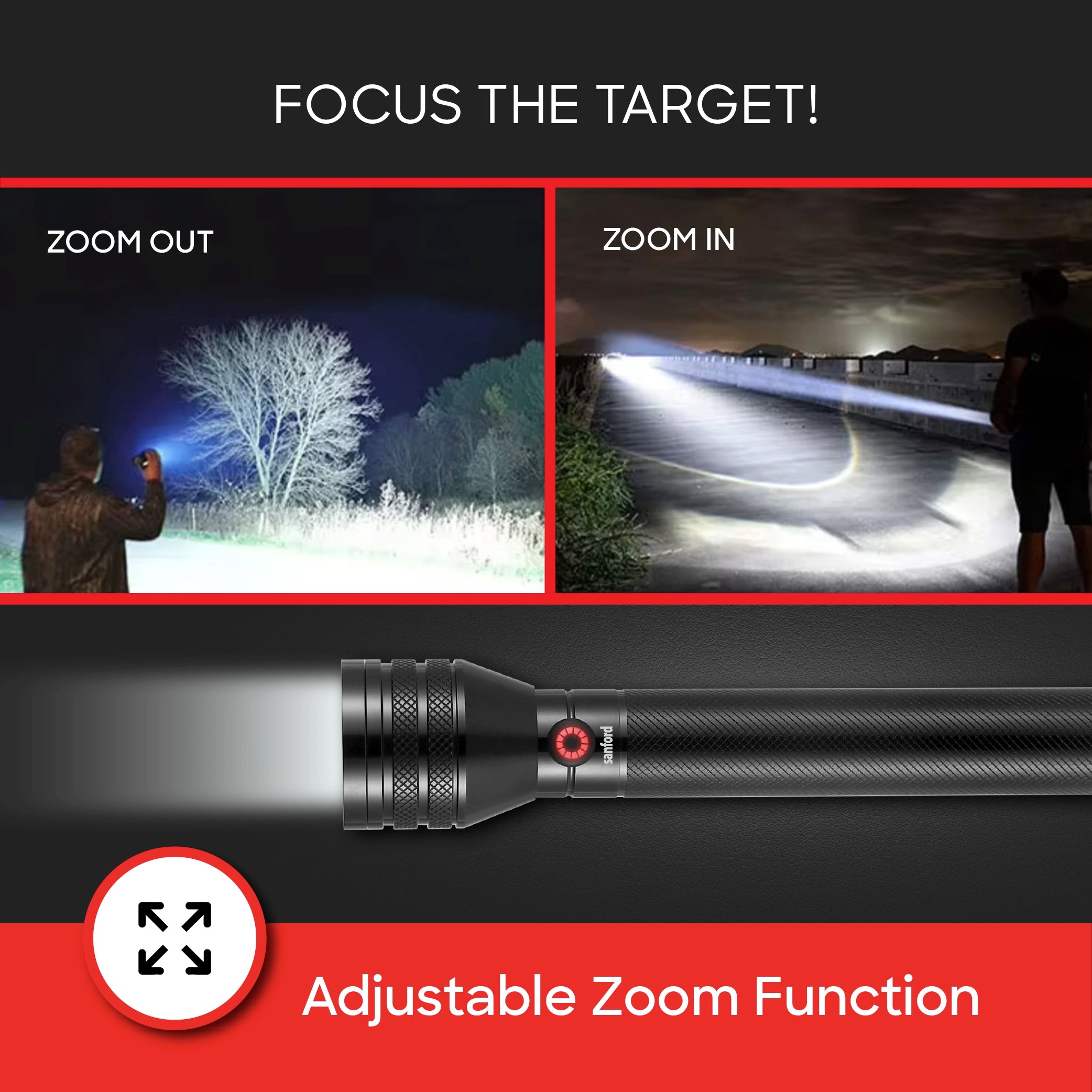 LED flashlight combo 20W torch 2500m range sanford 4