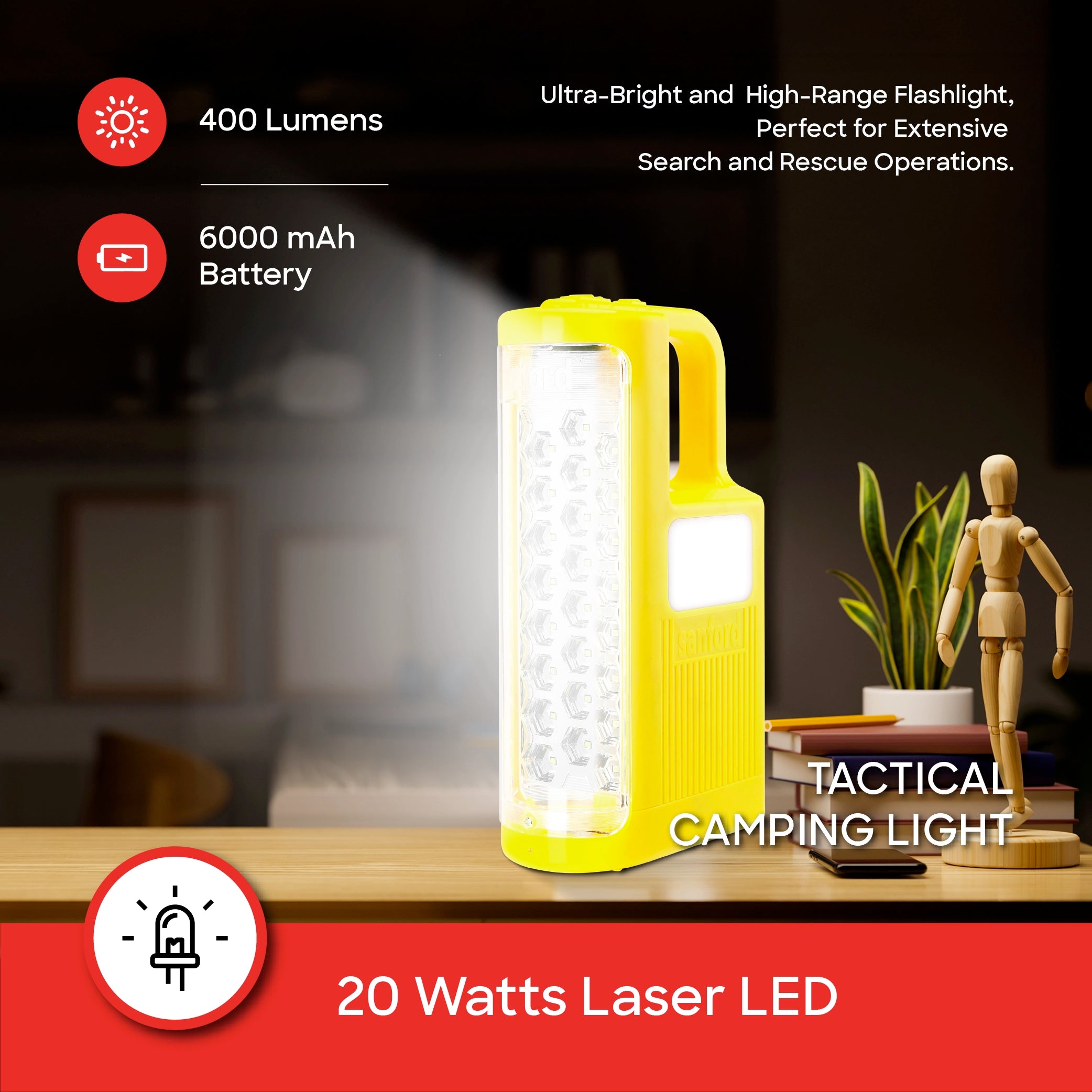 emergency light combo solar led lantern rechargeable laser flashlight sanford 4