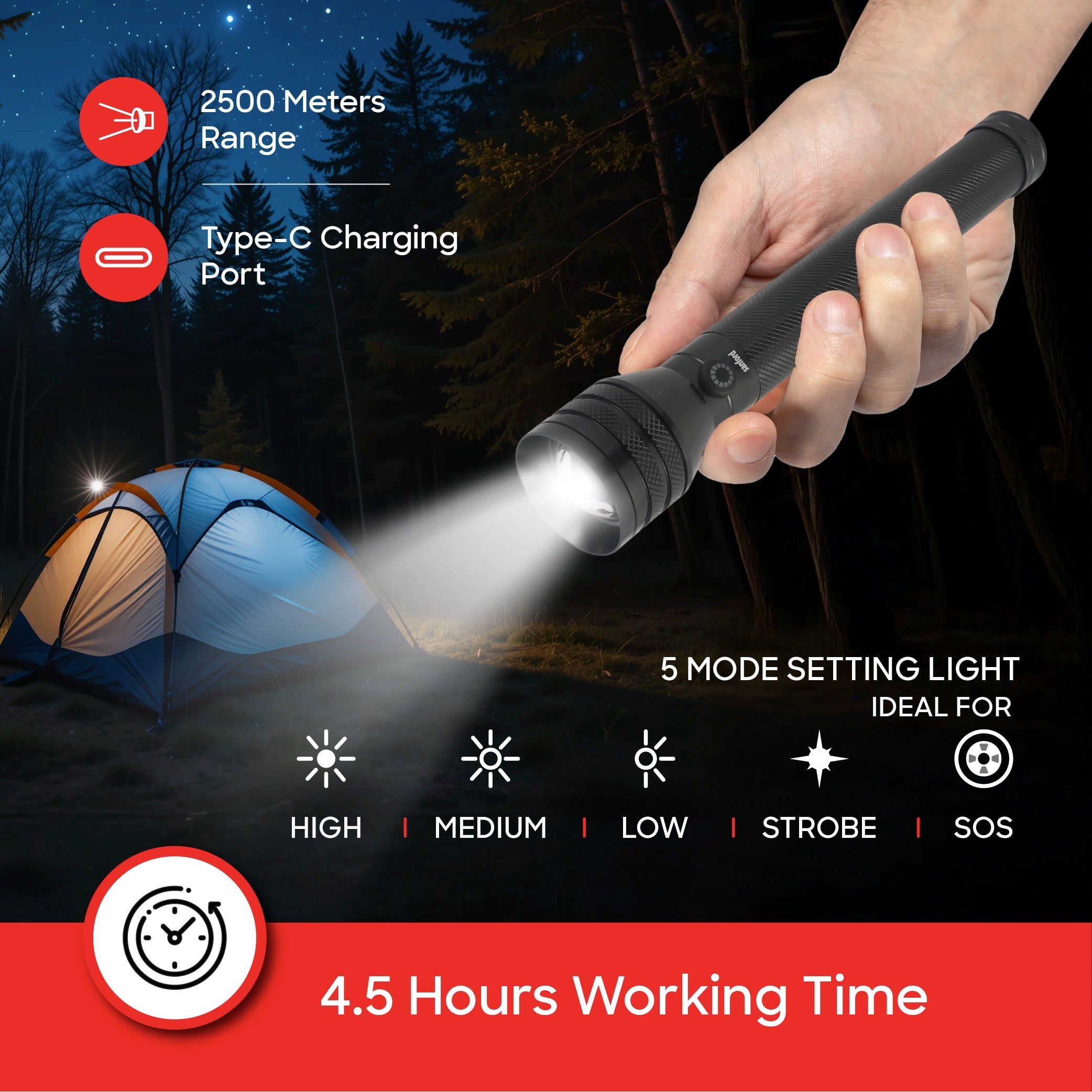 emergency light combo solar led lantern rechargeable laser flashlight sanford 6