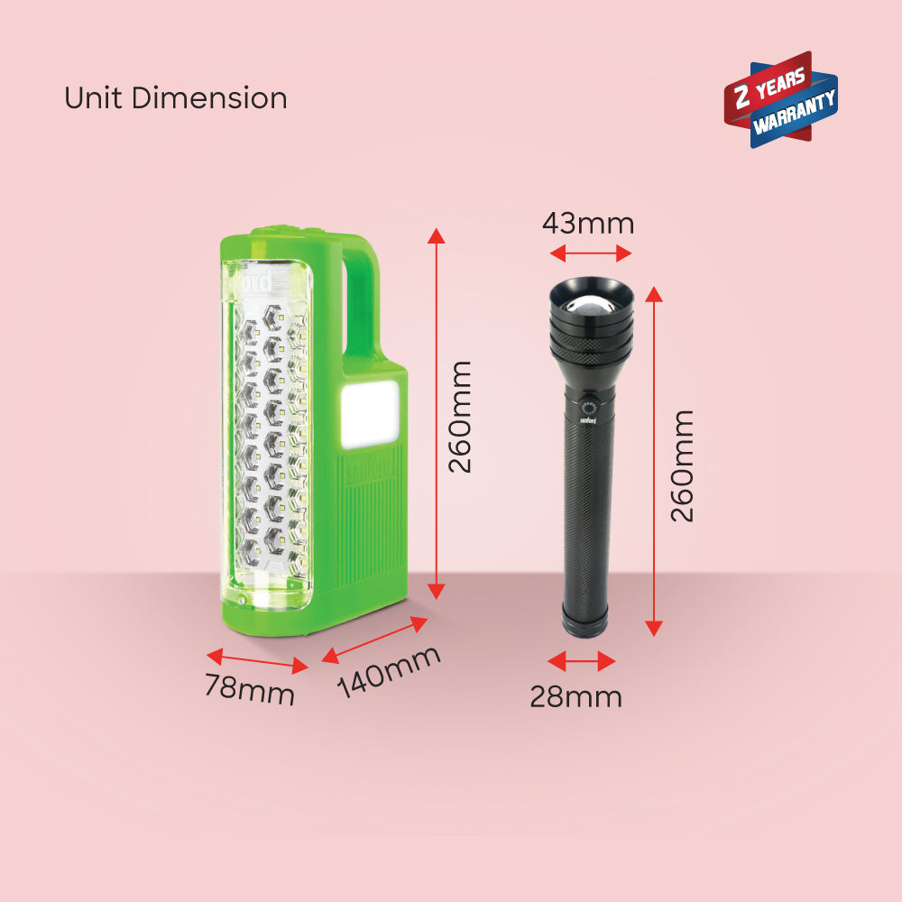 Sanford Emergency Light Combo | Solar LED Lantern + 20W Laser Searchlight | Rechargeable & High-Range - buysanford