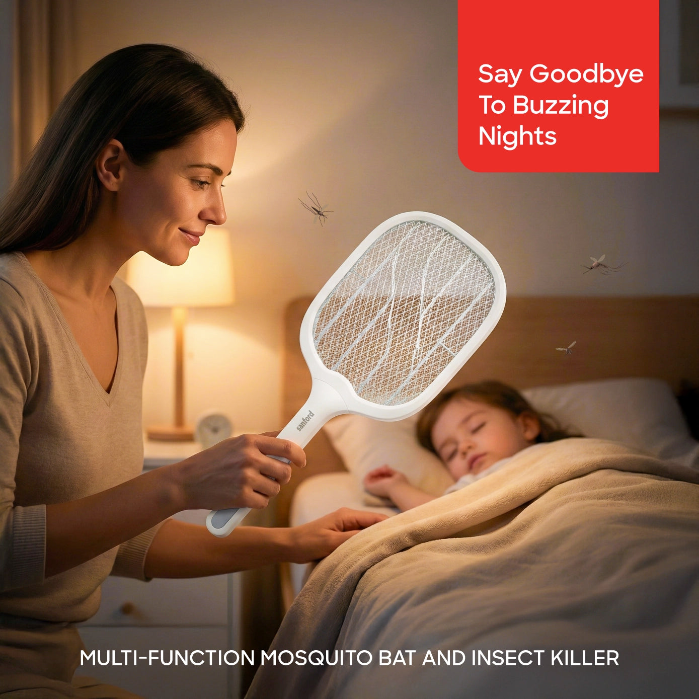 Sanford Rechargeable Mosquito Zapper | 3000V Grid | Purple LED Trap | USB Charging | 3-Layer Safety Mesh - buysanford