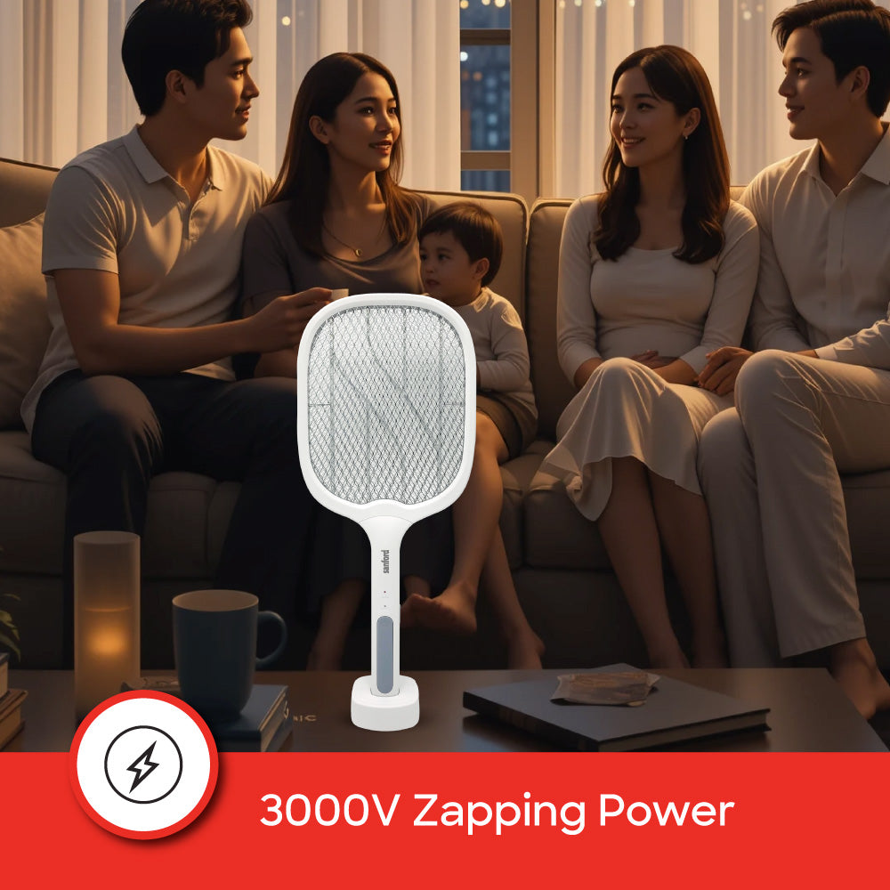 Sanford Type C Rechargeable Lithium Ion Battery Mosquito Racket With UV Light Stand | SF635MK - buysanford