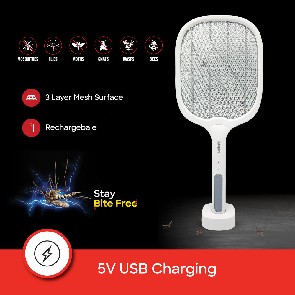 Sanford Type C Rechargeable Lithium Ion Battery Mosquito Racket With UV Light Stand | SF635MK - buysanford