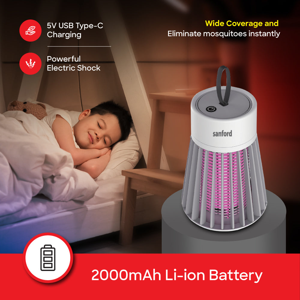 Sanford 360° Mosquito Trap | 5W LED | 2000mAh Battery | Electric Shock | USB Charging | Silent & Portable - buysanford