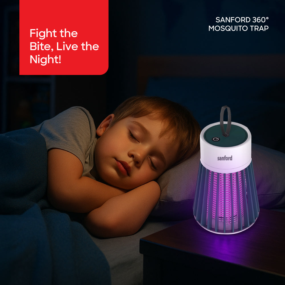 Sanford 360° Mosquito Trap | 5W LED | 2000mAh Battery | Electric Shock | USB Charging | Silent & Portable - buysanford