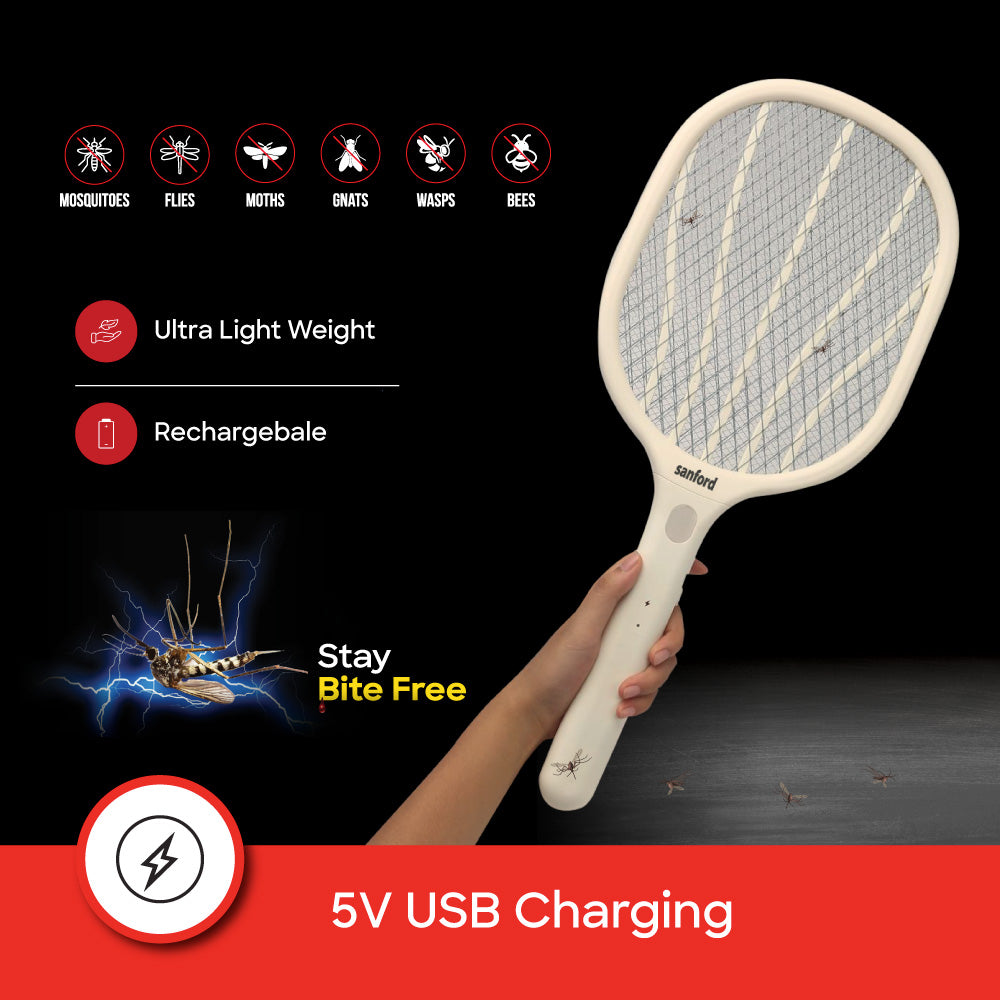Sanford Type C Rechargeable Lithium Ion Battery Mosquito Racket With Led Light | SF638MK - buysanford