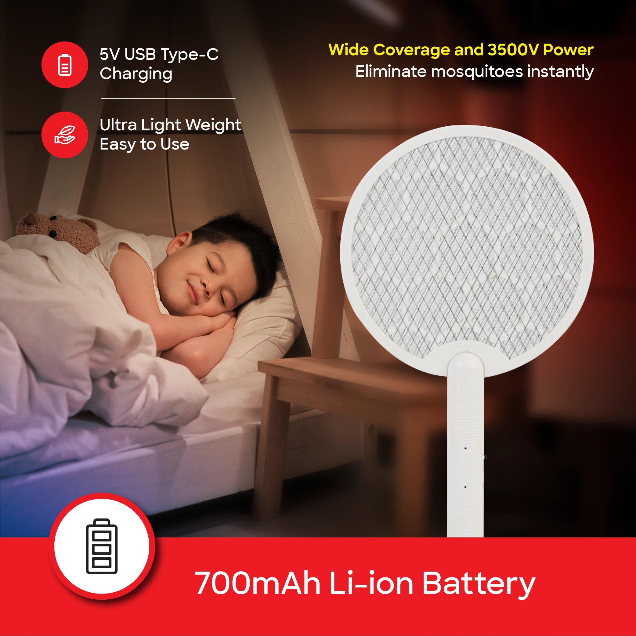 3500V rechargeable mosquito bat 700mah sanford 3