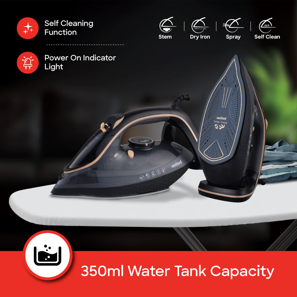 Sanford 3500 Watts Power Ceramic Coated Steam Iron with Anti-Drip and Self-Cleaning | SF64CSI - buysanford