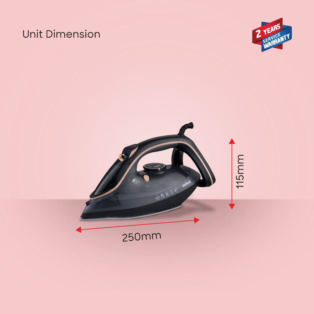 Sanford Pro 3500W Steam Iron | Ceramic Soleplate | Dry | Spray | Burst | Self-Cleaning | Anti-Drip | 350ml Tank - buysanford