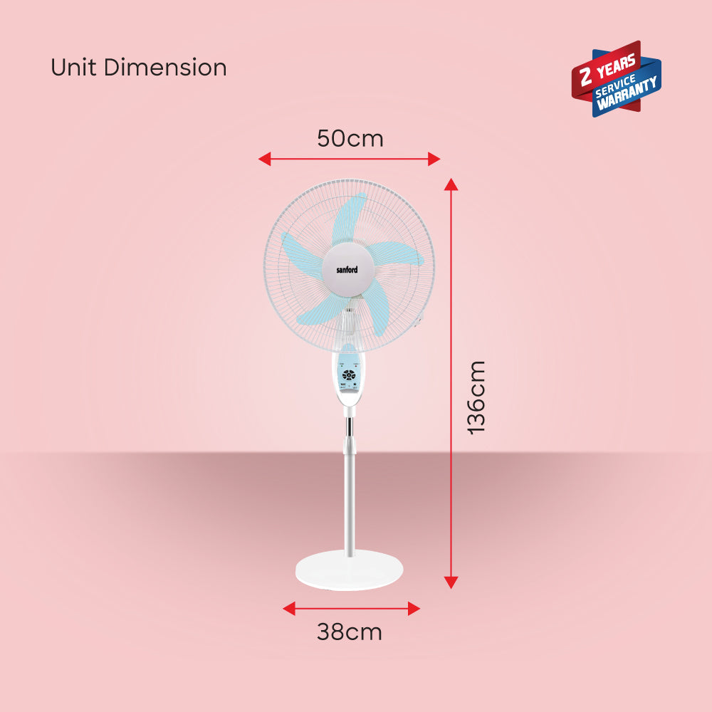Sanford Rechargeable Solar Fan | 60W Copper Motor | 12V 5Ah Battery | 12 LEDs | 9 Speeds | AC/DC | Solar Charging | USB Output - buysanford