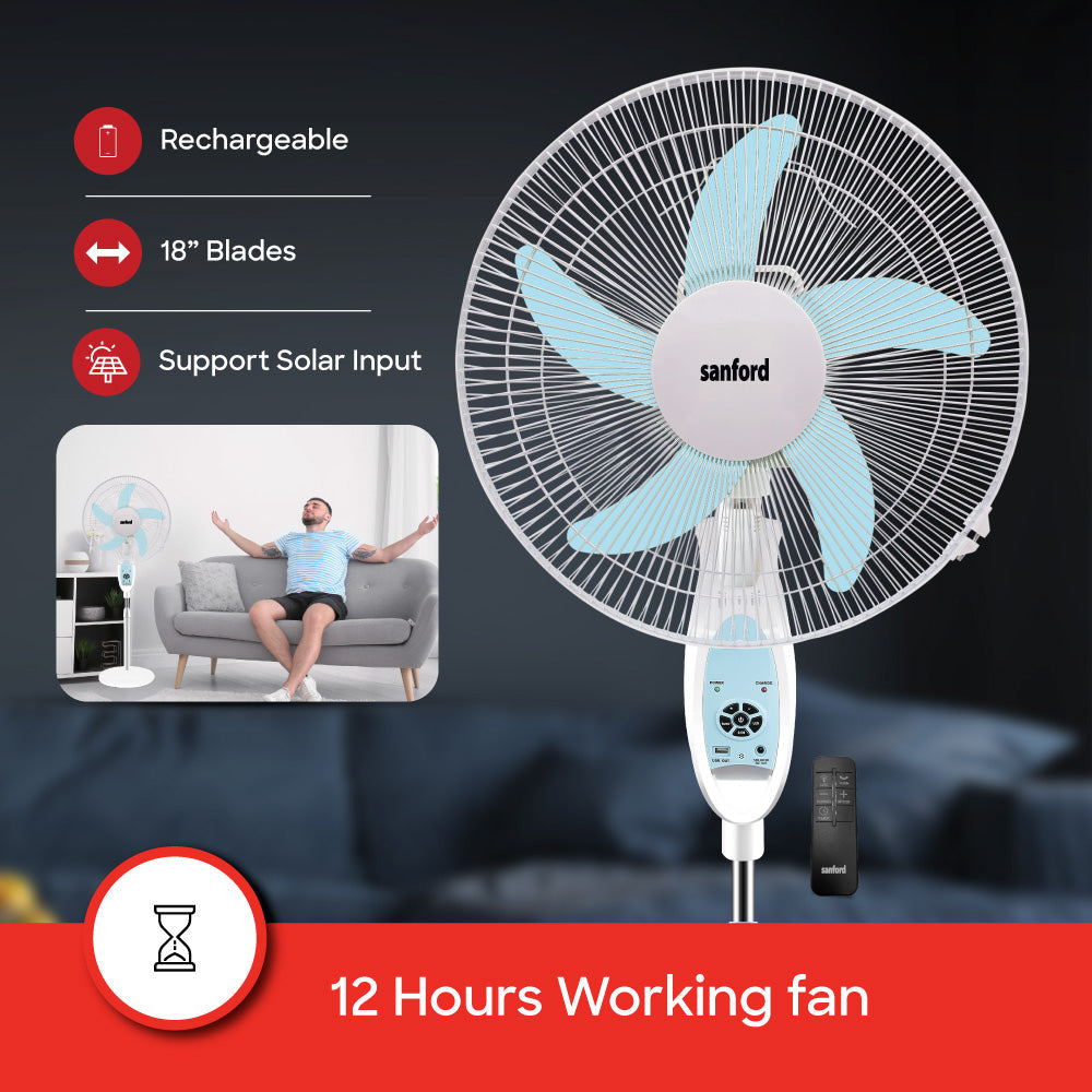 Sanford  18 inch Rechargeable Multi-functional Stand Fan | SF6600RSFN - SANFORD MIDDLE EAST DWC L.L.C