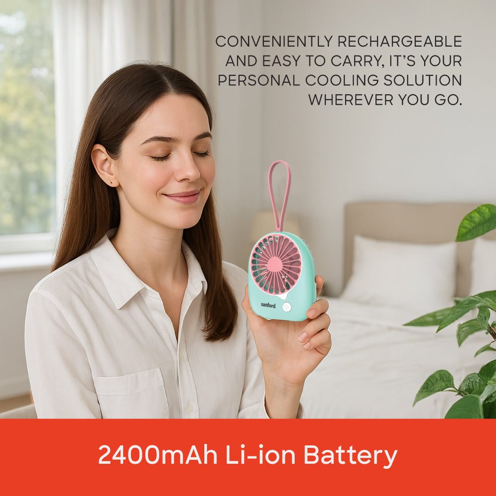 Sanford USB Rechargeable Mini Fan | 3-Speed | Micro-USB Charging | 6-Hour Runtime | Overcharge Protection | Silent Operation - buysanford