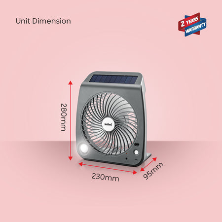 Sanford 2-in-1 Solar & USB Rechargeable Fan with LED Light | 3 Speeds | 3000mAh Battery | Portable & Eco-Friendly - buysanford